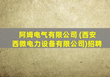 阿姆电气有限公司 (西安西微电力设备有限公司)招聘